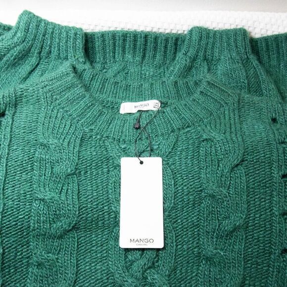 NEW‎ Mango Cable-knit warm sweater, Green, Size M - Picture 6 of 12